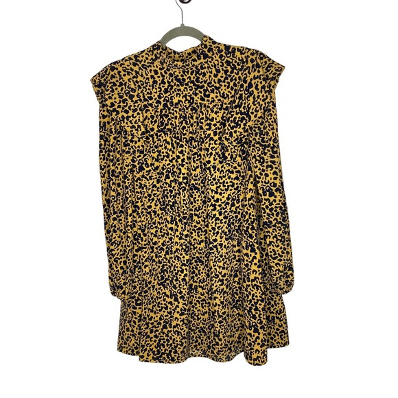 NWT WAYF Womens Pierce Leopard Long Sleeve Mini Dress Small Mock Neck Pockets - Picture 4 of 14
